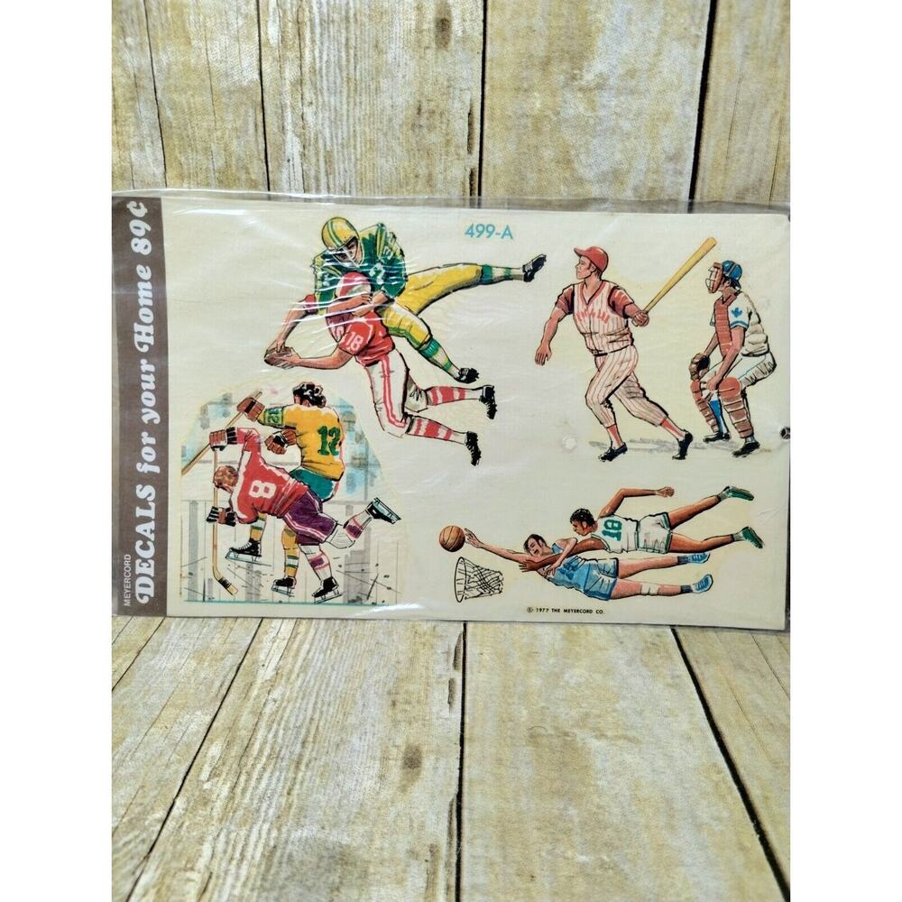 Vtg Sports Meyercord Deecals Hockey Football Basketball Baseball 499-A